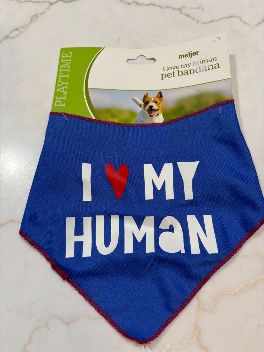 Meijer Playtime "I Love My Human" Blue Pet Bandana